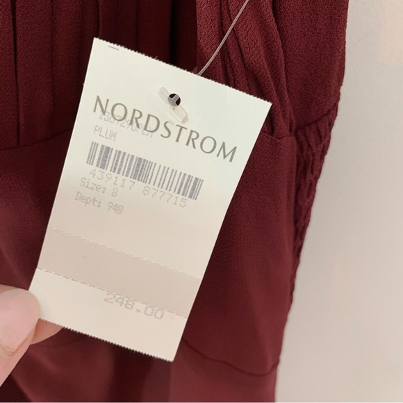 REFORMATION Embry Dress Burgundy Plum Sleeveless Ruffle Tie Straps Chiffon 8 NWT - Picture 8 of 14